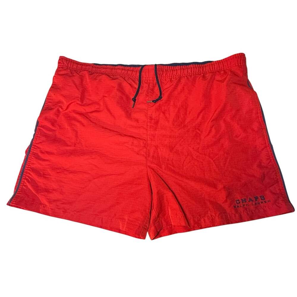 Vintage Chaps Ralph Lauren Red Mesh Lined Swim Trunks Size X-Large
